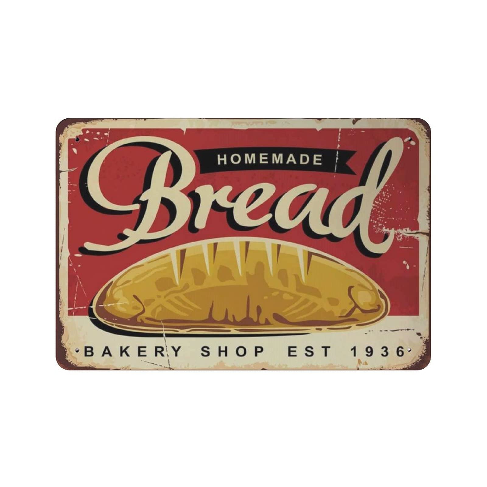 Metal Tin Sign Homemade Bread Baked Vintage Tin Poster Metal Sign Wall Decoration Country Kitchen Home Garage Decor 8"x12"