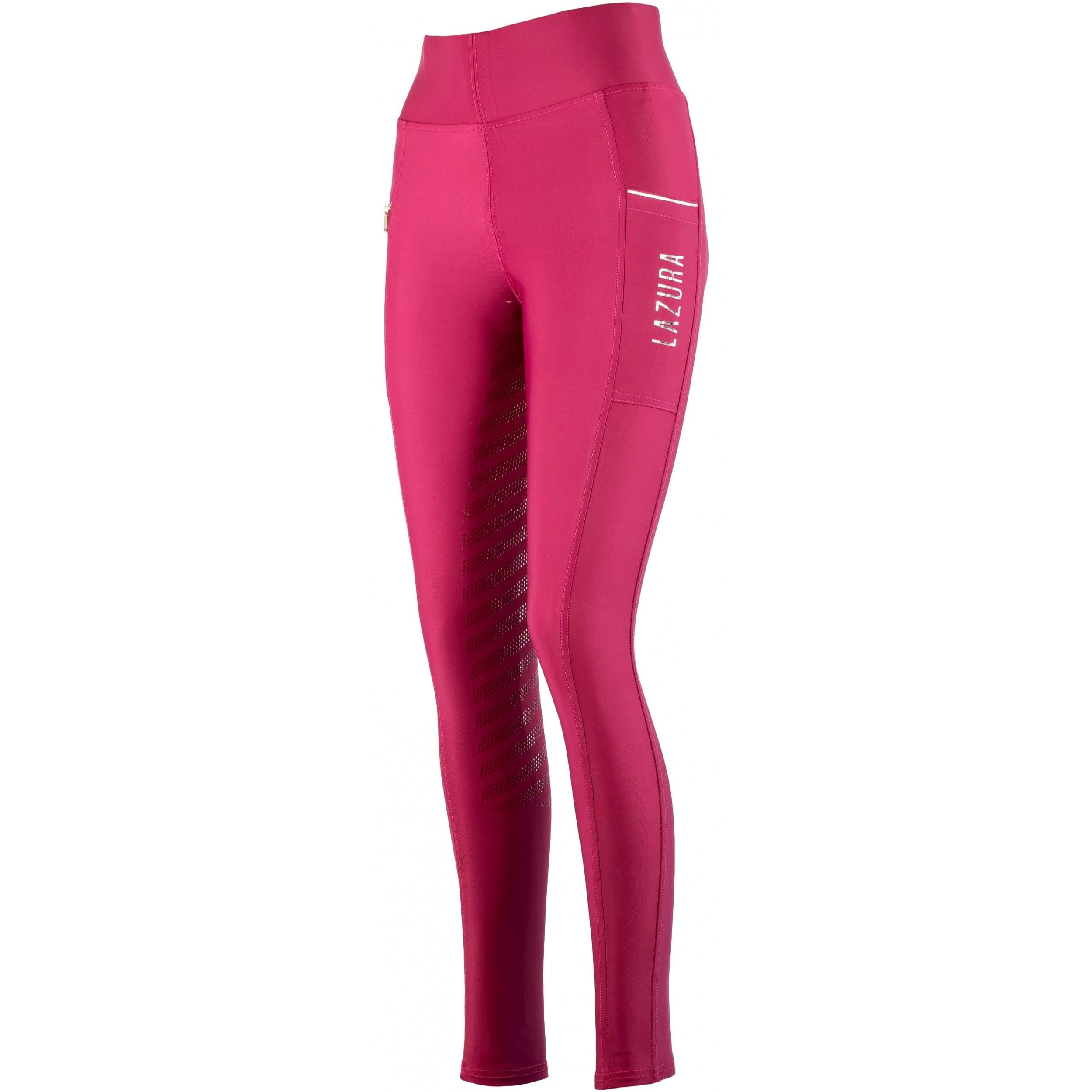 Lazura - Reitleggings für Damen Fenja | Vollbesatz aus Silikon | Reithose mit 2 seitlichen Handytaschen | Vollbesatzreithose in Burgundy | Reitbekleidung in Größe 36/38