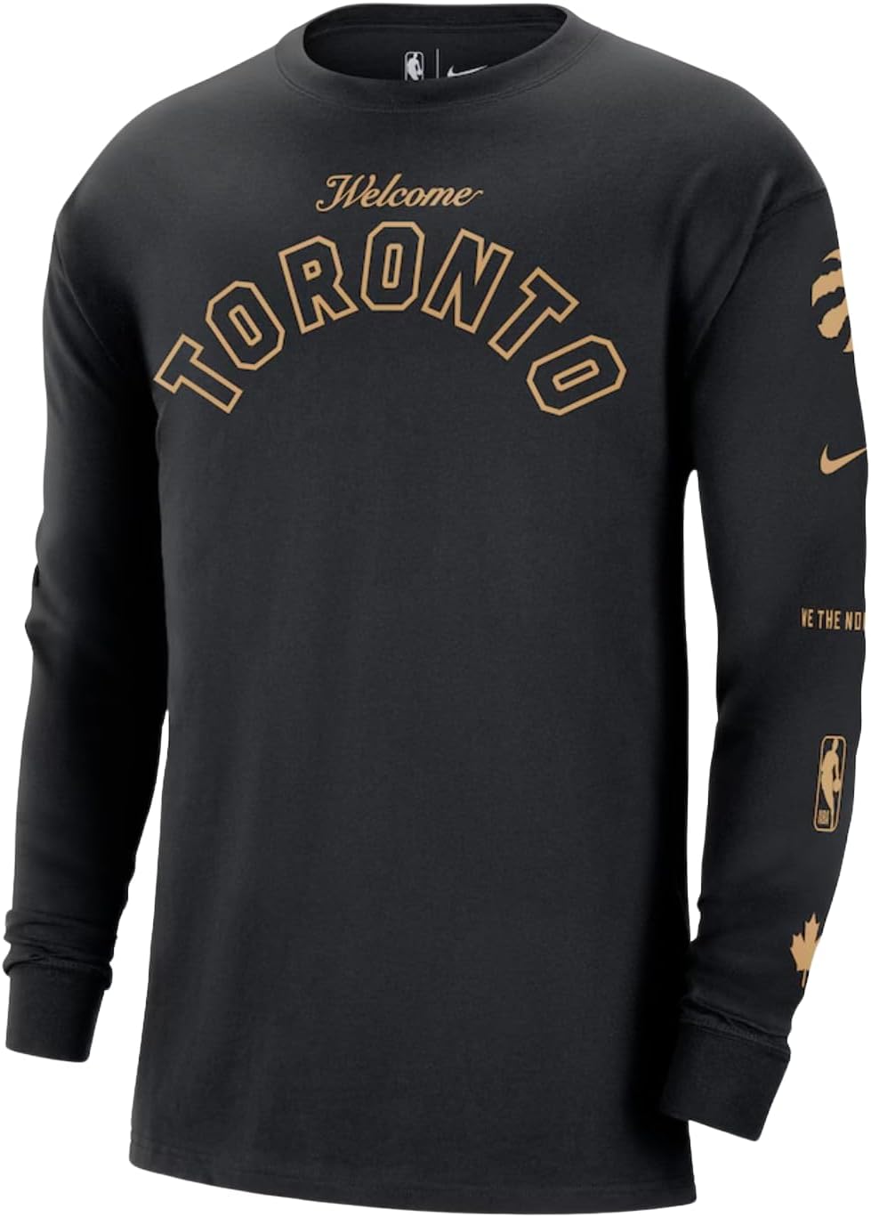 Nike Men's NBA City Edition Max90 Expressive Long Sleeve T-Shirt (US, Alpha, Small, Regular, Regular, Black, Toronto Raptors)