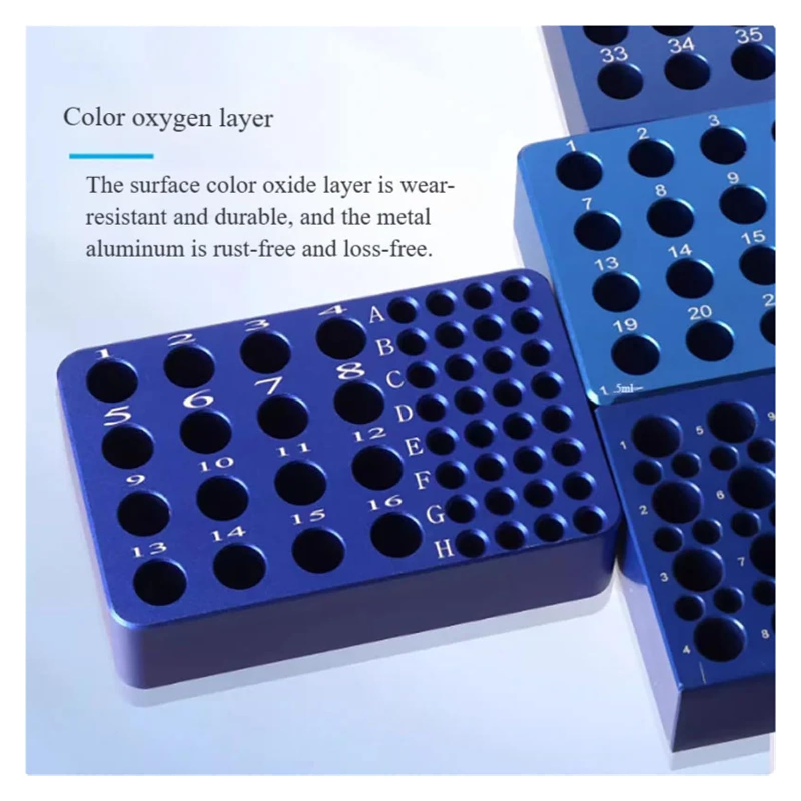 Gradilla Para Tubos De Centrífuga Caja de hielo de aluminio for laboratorio, tubo de congelación con termostato de metal de baja temperatura, 24 orificios/96 orificios | 40 holes 1.5ml2ml