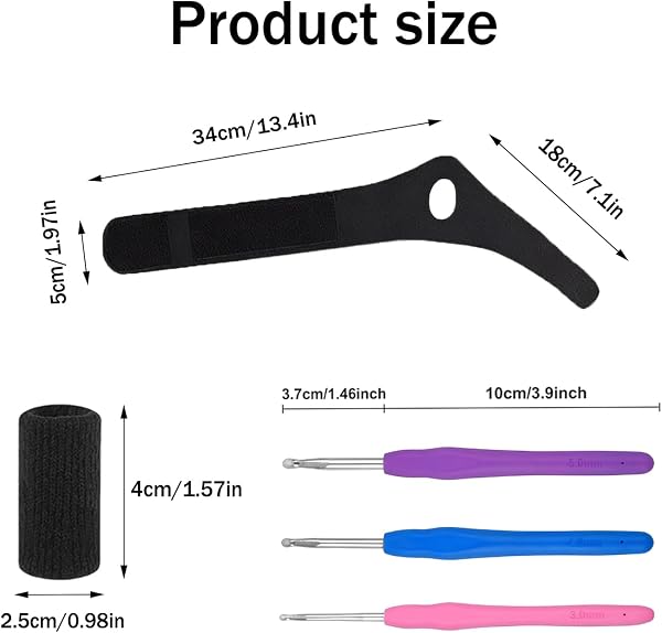 JINJUMEI 2 Pack Ergonomic Crochet Hooks Gloves with 10 Pack Finger with 3 Stück Häkelnadel Set, Crochet Finger Guard, Crochet Supplies for Crocheters - 2