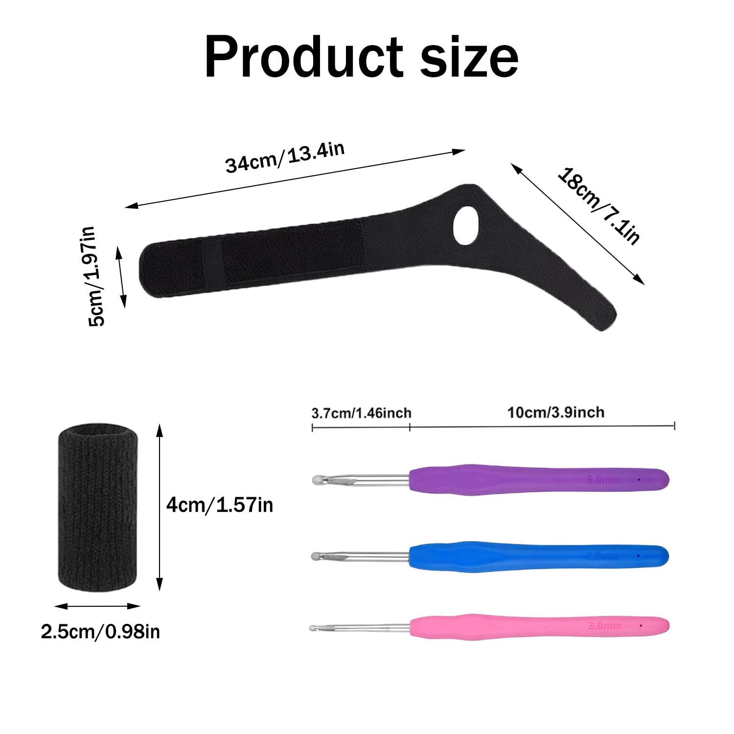 JINJUMEI 2 Pack Ergonomic Crochet Hooks Gloves with 10 Pack Finger with 3 Stück Häkelnadel Set, Crochet Finger Guard, Crochet Supplies for Crocheters — view 2