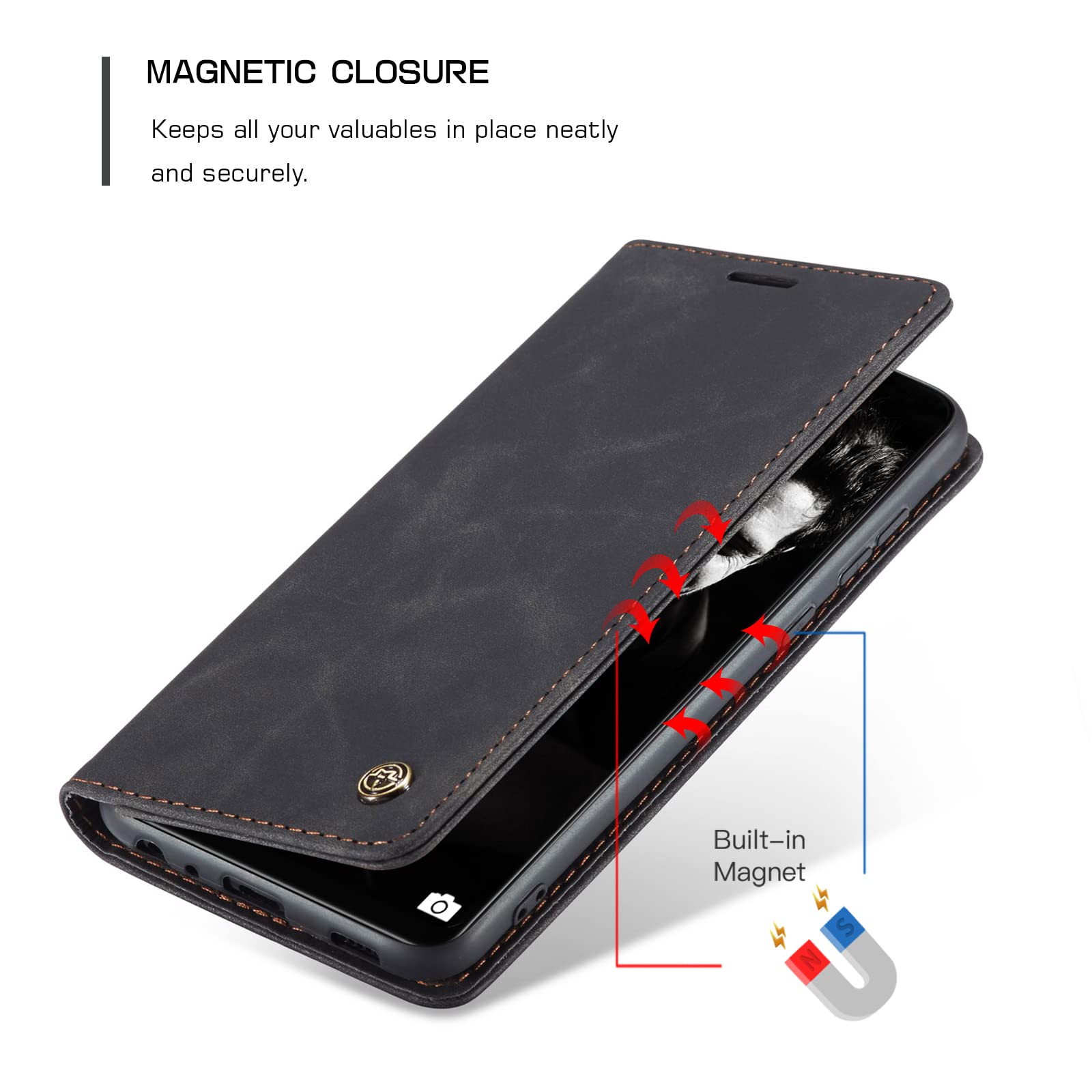 Fatcatparadise Cover per Samsung Galaxy A72 5G/4G, Flip Caso in PU Pelle Case Cover Libro Portafoglio Protettiva Custodia con TPU Antiurto,[Kickstand][Slot per Schede][Chiusura Magnetica] (Rosso