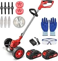 Roçadeira Elétrica Profissional com Rodas, Aparador de Grama Recarregável Sem Fio, Kit Completo com 2 Baterias de Íon de Lítio para Jardinagem Residencial (48V)
