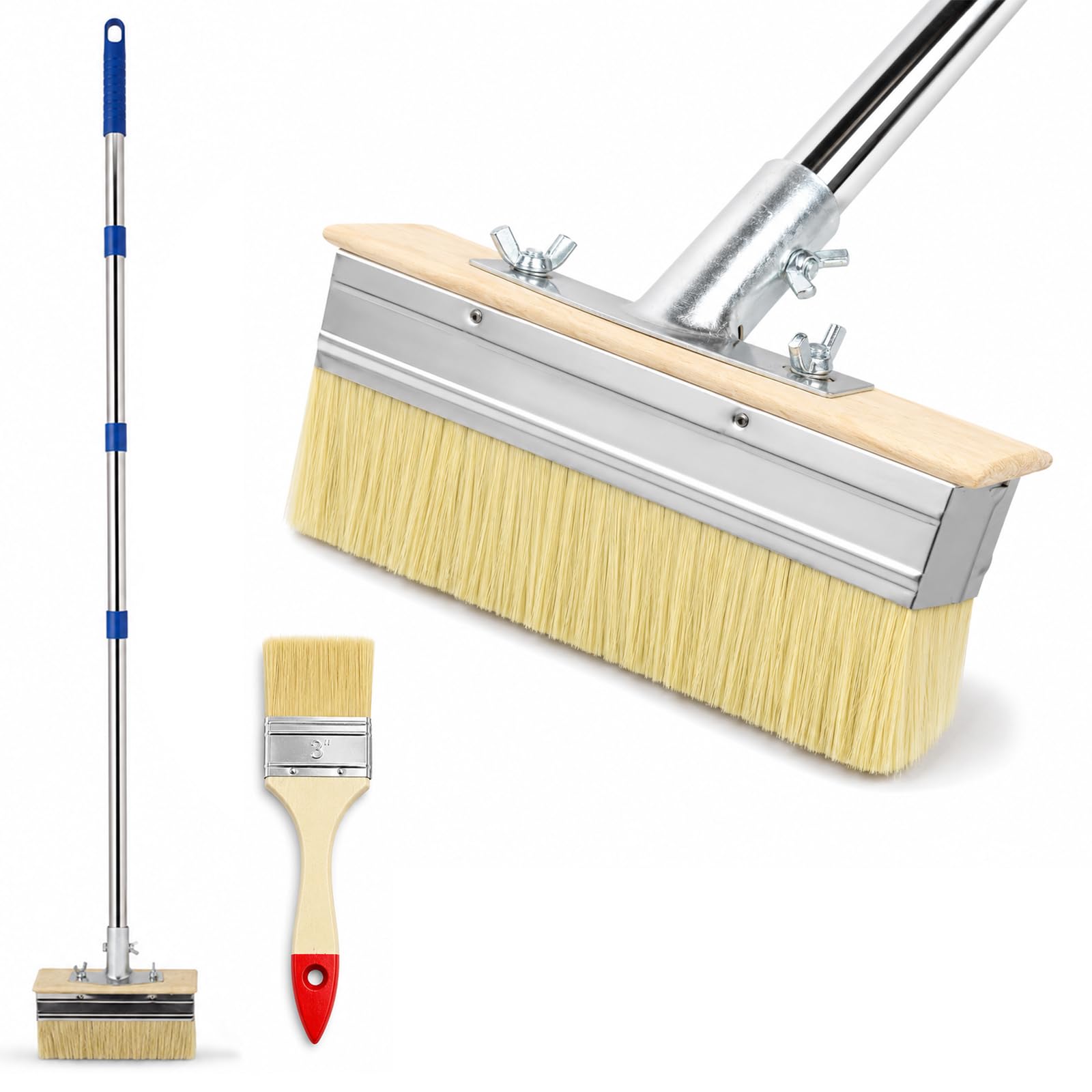 LSC 18cm Deck Stain Applicator with 150cm Long Handle 7 Inch Decking Paint Brush Thick Bristle Deck Coating Brush for Decking Oil Wood Stain Fence Paint Shed Patio & Garden (1, Deck Applicator Brush) โ image 1