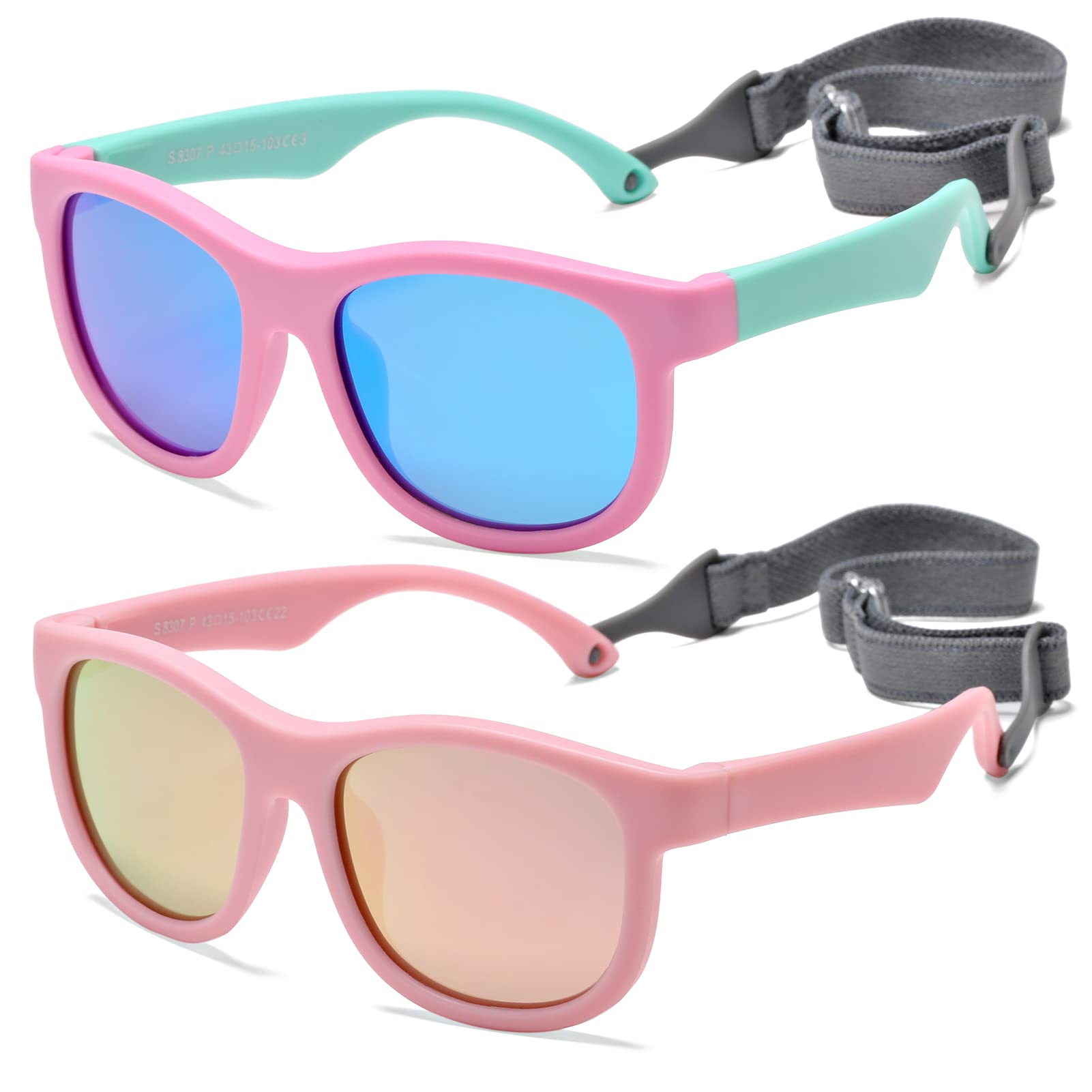 Gafas de sol polarizadas flexibles con correa ajustable para bebés recién nacidos de 0 a 24 meses, 100% protección UV