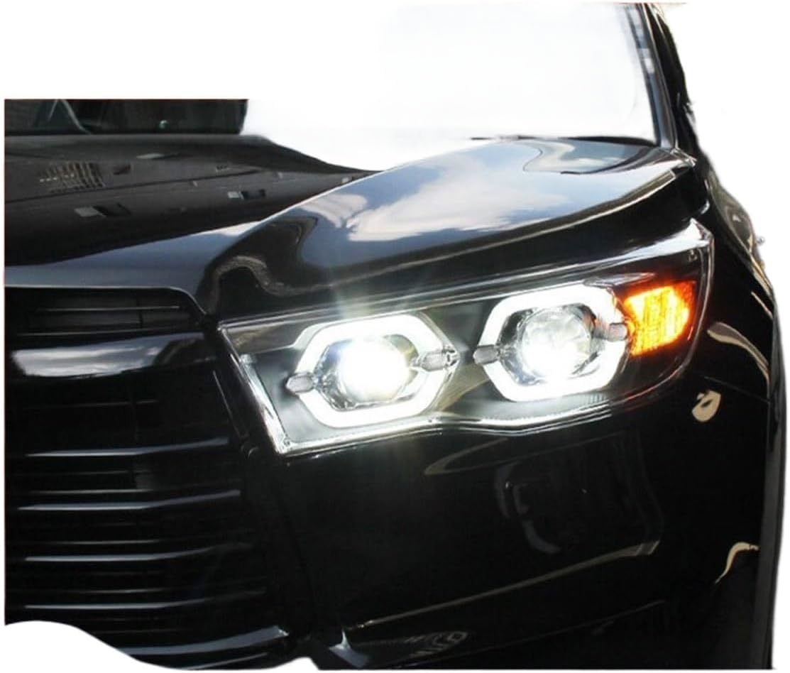 Car Styling Compatible With TOYOTA Highlander 2015-2018 LED Crystal Headlight DRL Fog Lamp Turn Signal Light Low & High Beam Angel Eye Lens(No bulb)