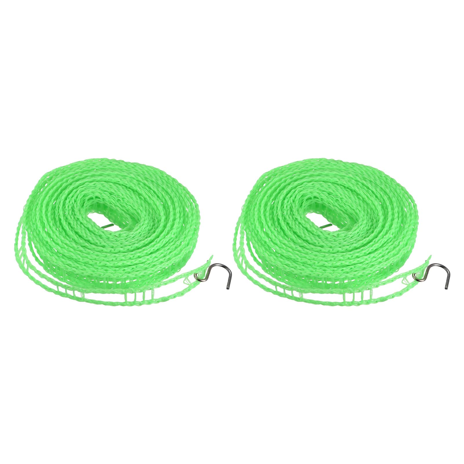 sourcing map Portable Clothesline, 16.4ft Nylon Windproof Non-Slip Washing Line Rope for Courtyard Outdoor Travel Camping Laundry Drying, Green 2 Pcs