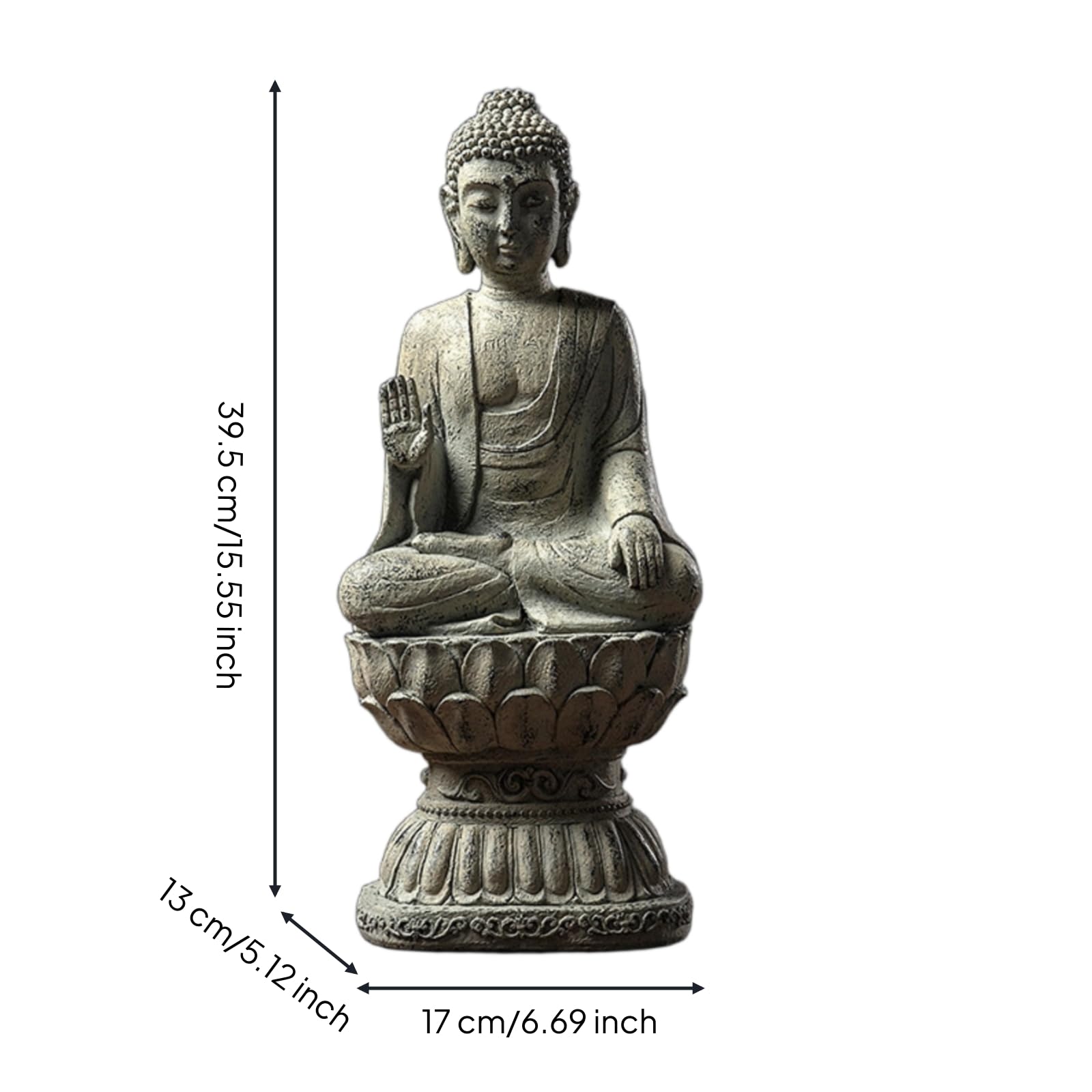 Statua di Buddha in Resina Elegante Scultura da Tavolo Raffinata Busto per Meditazione, Statua Del Buddha Con Gesto Di Insegnamento Spiegazione