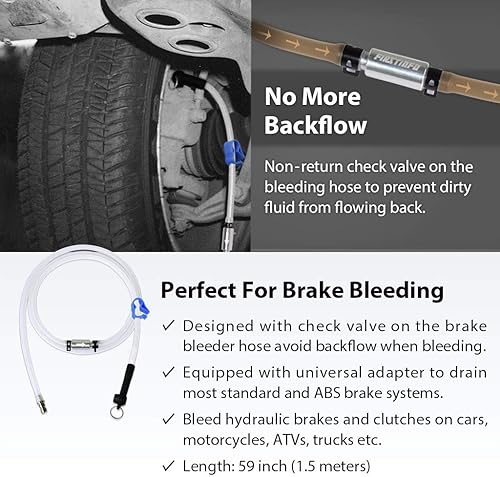 Miniatura 2 de FIRSTINFO A1151G Manguera de purga de líquido de frenos automotriz de 4.9 pies (59 pulgadas) de largo con válvula de retención unidireccional sin
