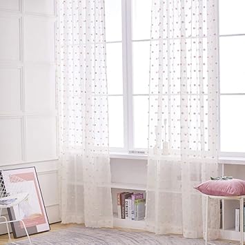 Amazon Mysky Home レースカーテン ポンポン ピンク 幅100cm 丈108cm 透けない Uvカット 白 遮熱 保温 2枚 おしゃれ 人気 可愛い部屋飾り レースカーテン オンライン通販