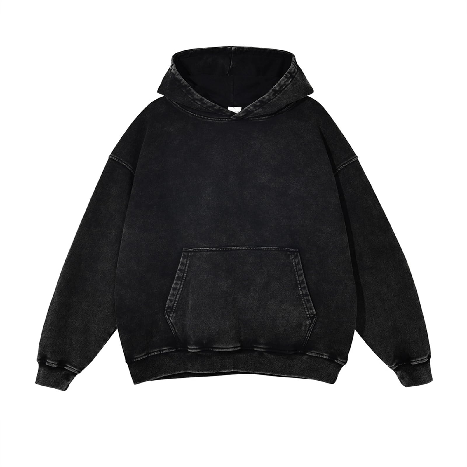 Felpa con cappuccio unisex oversize con lavaggio acido vintage felpa in cotone pesante felpe con cappuccio per coppie streetwear