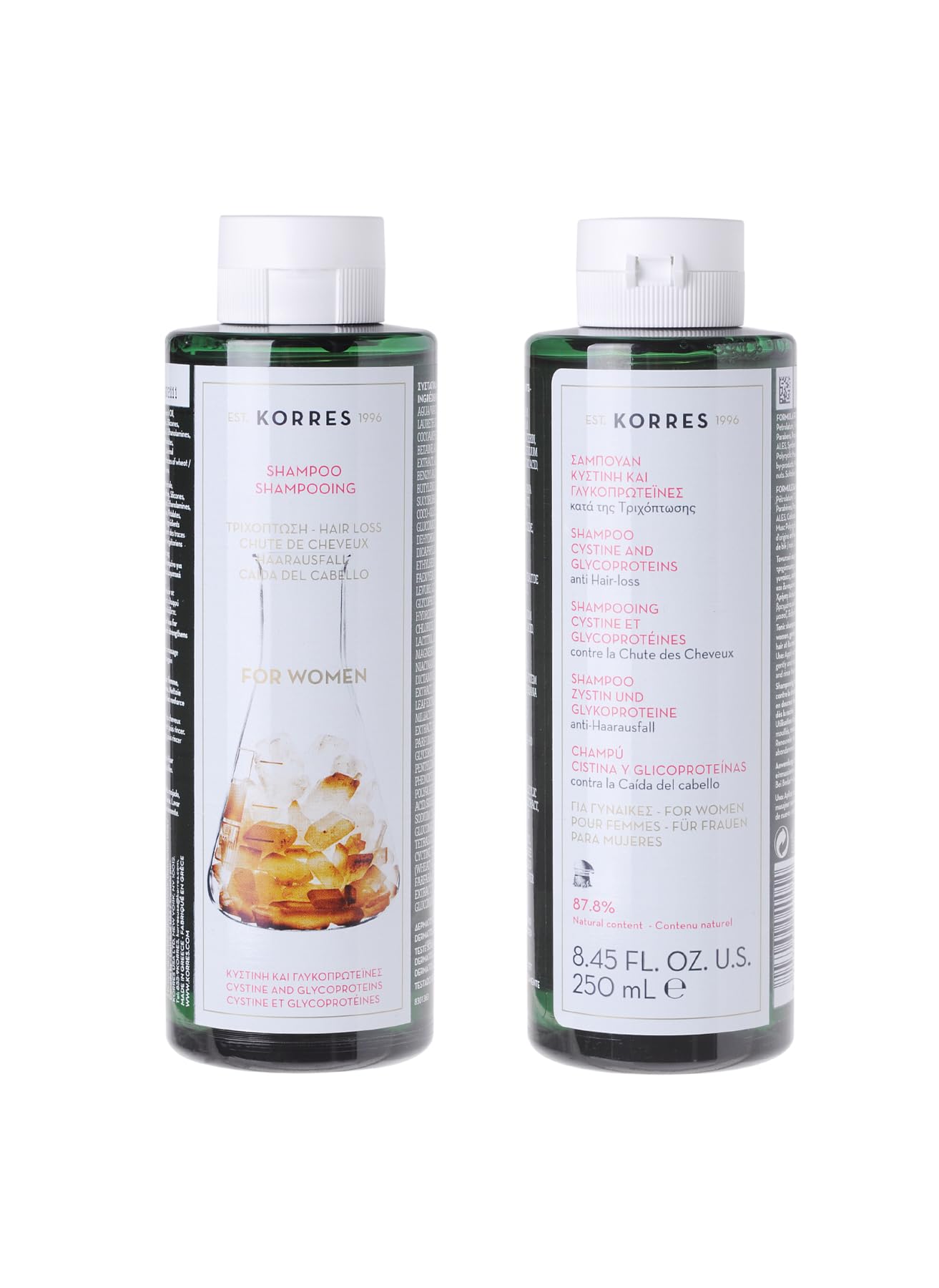 KORRES Cystine & Glycoproteins Anti-Hair Loss Shampoo for Women, Silicone and Paraben Free, 250 ml