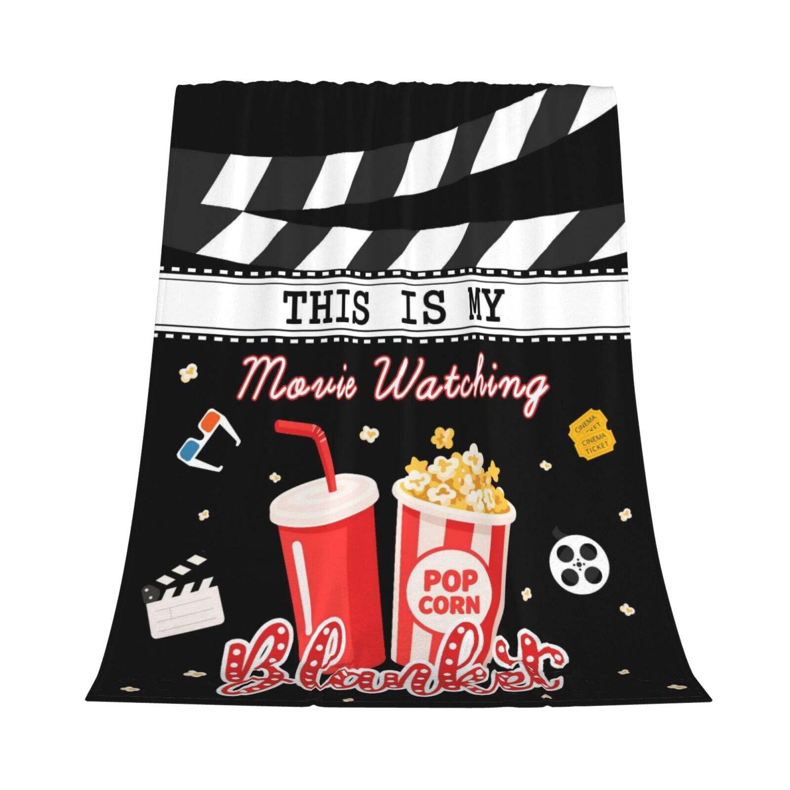 GardEssere This Is My Movie Watching Throw Blankets Movie Lover Gifts Flannel Funny Cartoon Warm Soft Blanket Throws for Sofa Bedding for Men Women Boys Girls 100x130 CM โ image 1