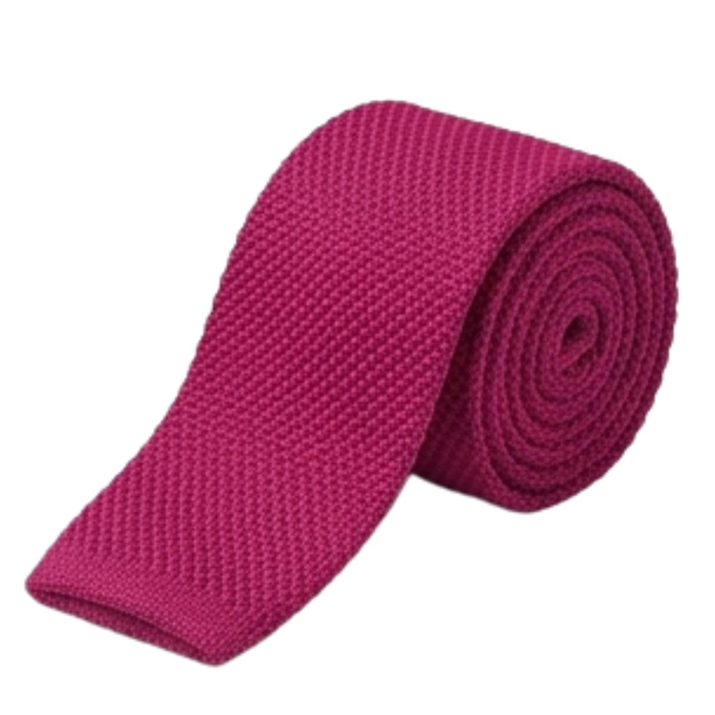Men's Knitted Tie, Solid Pink Necktie, Narrow Skinny Slim &Trending Designer Necktie-image-26