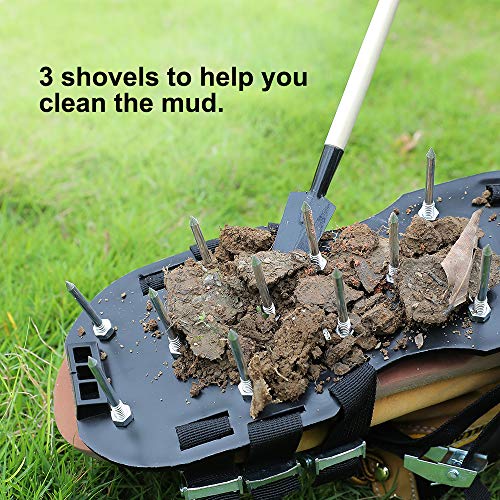 CoPedvic Aerator Shoes, Lawn Aerator Shoes with 8 Double Layers Straps, 3 Shovels to Clean Shoes, Heavy Duty Aerating Shoes Withstand Up to 400LB, Newest Designed Spikes to Aerating Lawn, Yard