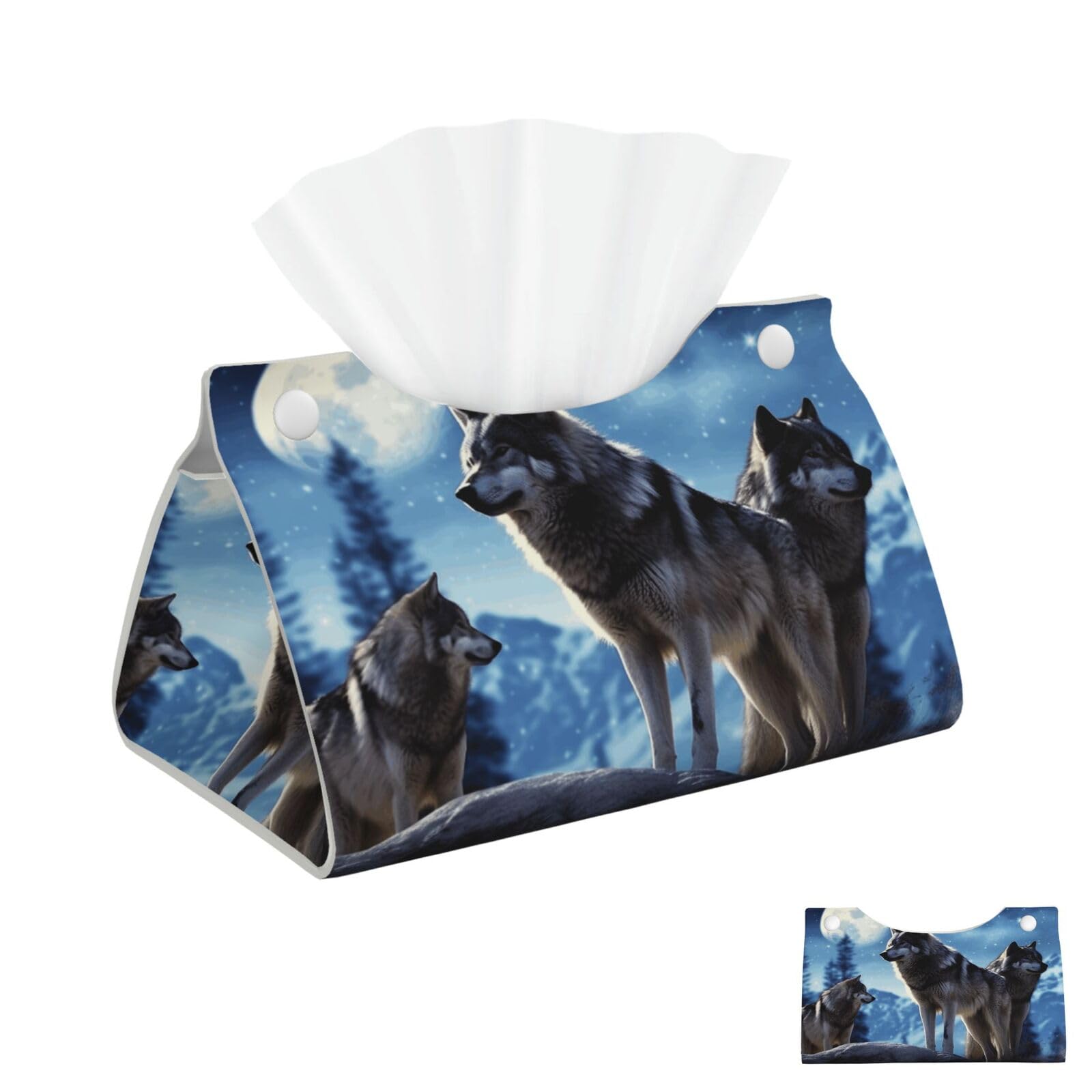 Wolfs Tissue Box Cover Square Cube Boxes