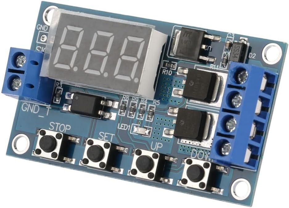12V-24V Pulse Signal Timer Switch Dual MOS Control Board with Optocoupler Isolation Delay Cycle Mode Programmable for Industrial Automation