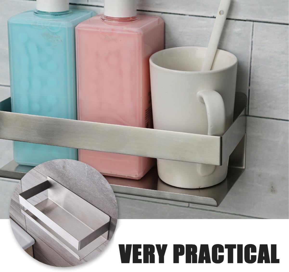 Cabilock Wall-mounted Stainless Steel Shelf Rack for Bathroom and Kitchen Storage Compact Design for Easy Installation Versatile Organizer for Toiletries and Kitchen Essentials