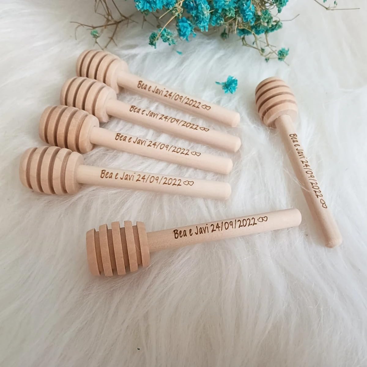 PGORSDOR Custom Personalized Wooden Honey Dipper,Custom Engraved Honey Sticks,Personalized Wood Honey Stir Bar,Wedding Favors for Guests (10Pcs,10cm)