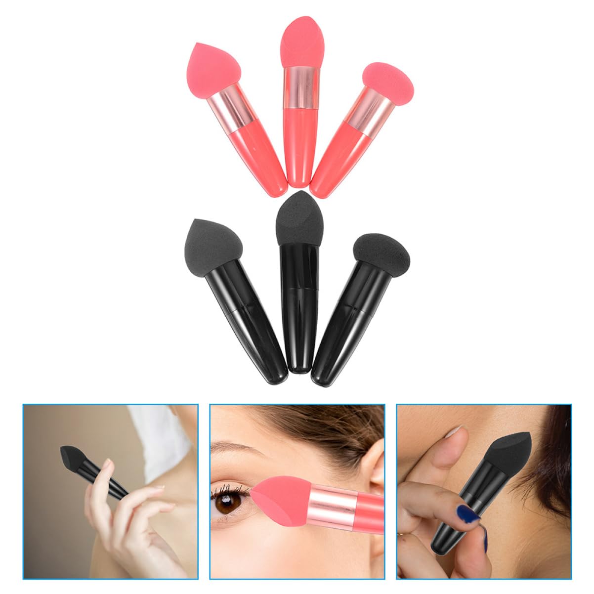 minkissy Pcs Little Mushroom Makeup Pen Maquillaje Limpieza Esponja Cepillo Viaje Maquillaje Plumas Esponja Maquillaje Plumas Esponja Seca Base Facial Esponjas Mango Maquillaje Miss Emulsión