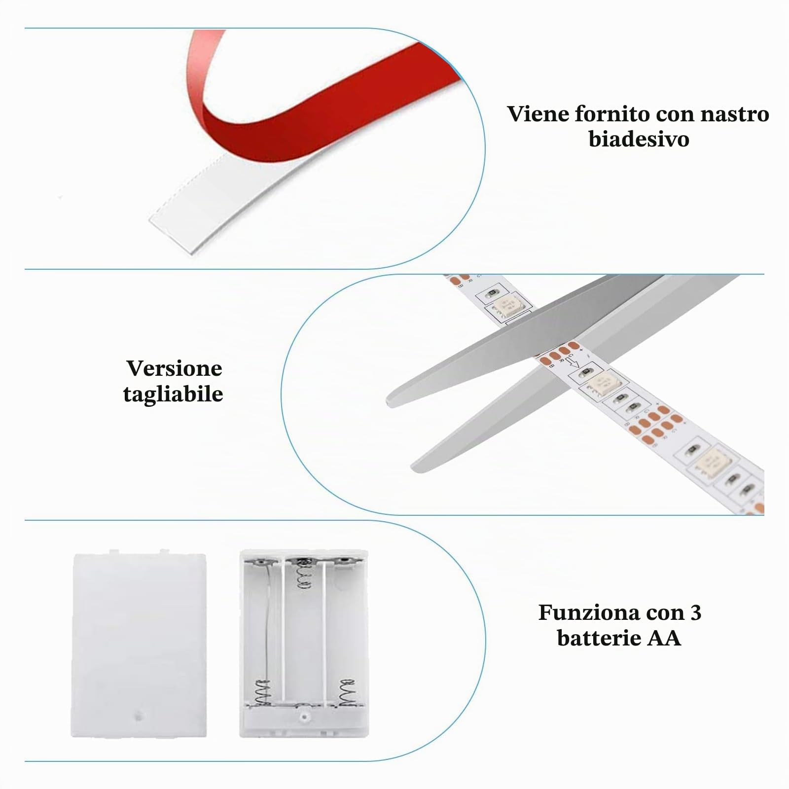 Striscia Led a Batteria Decorare per DIYer: Autoadesivo 2M LED Alimentate a Batteri Telecomando a 17 Pulsanti Dimmerabile - Decorazione D'interni fai da te