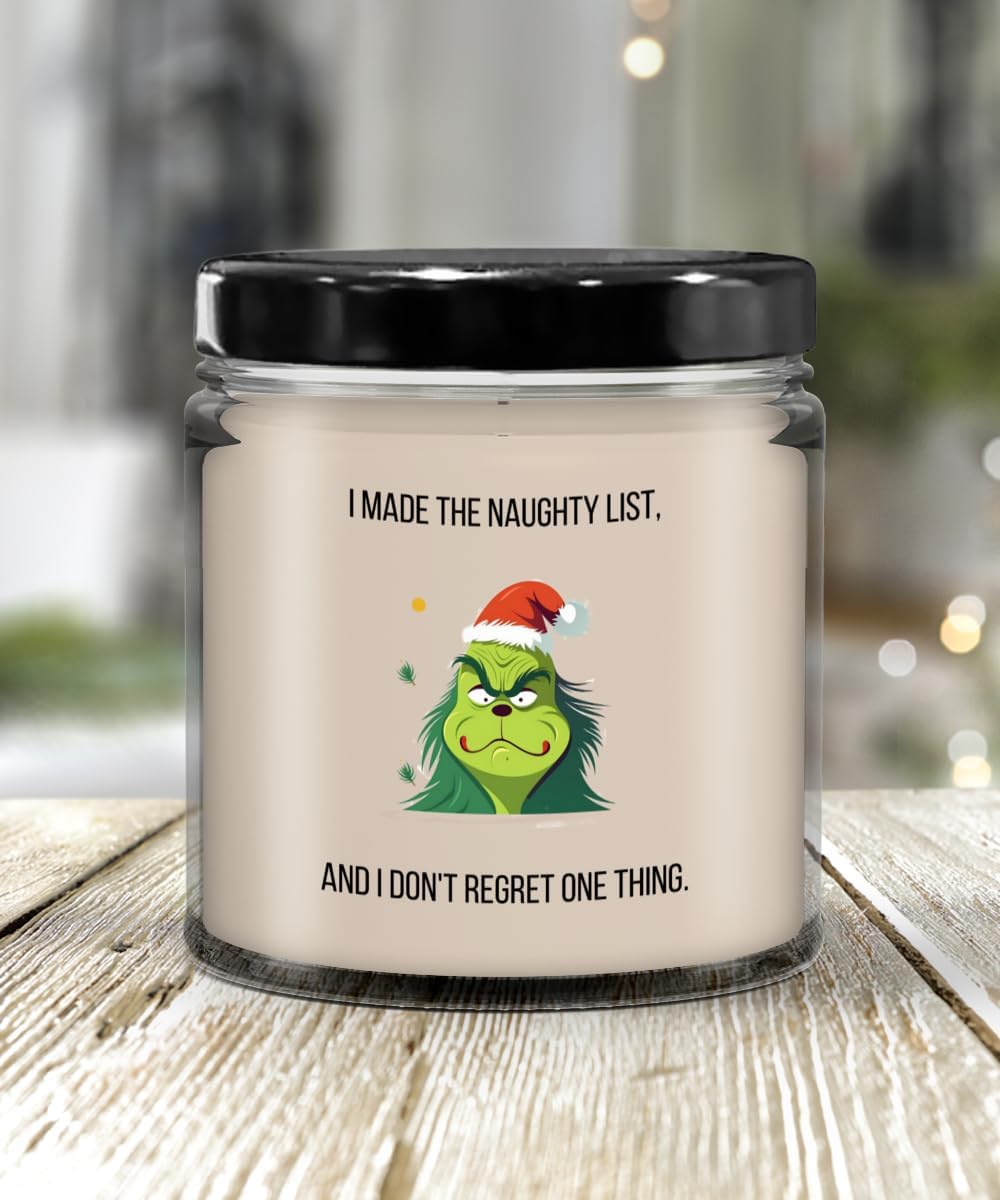 I Made The Naughty List and I Don't Regret one Thing Candle, Candles with Sayings, Candles with Text, Funny Candle, Birthday Gift, Christmas, Hallowee