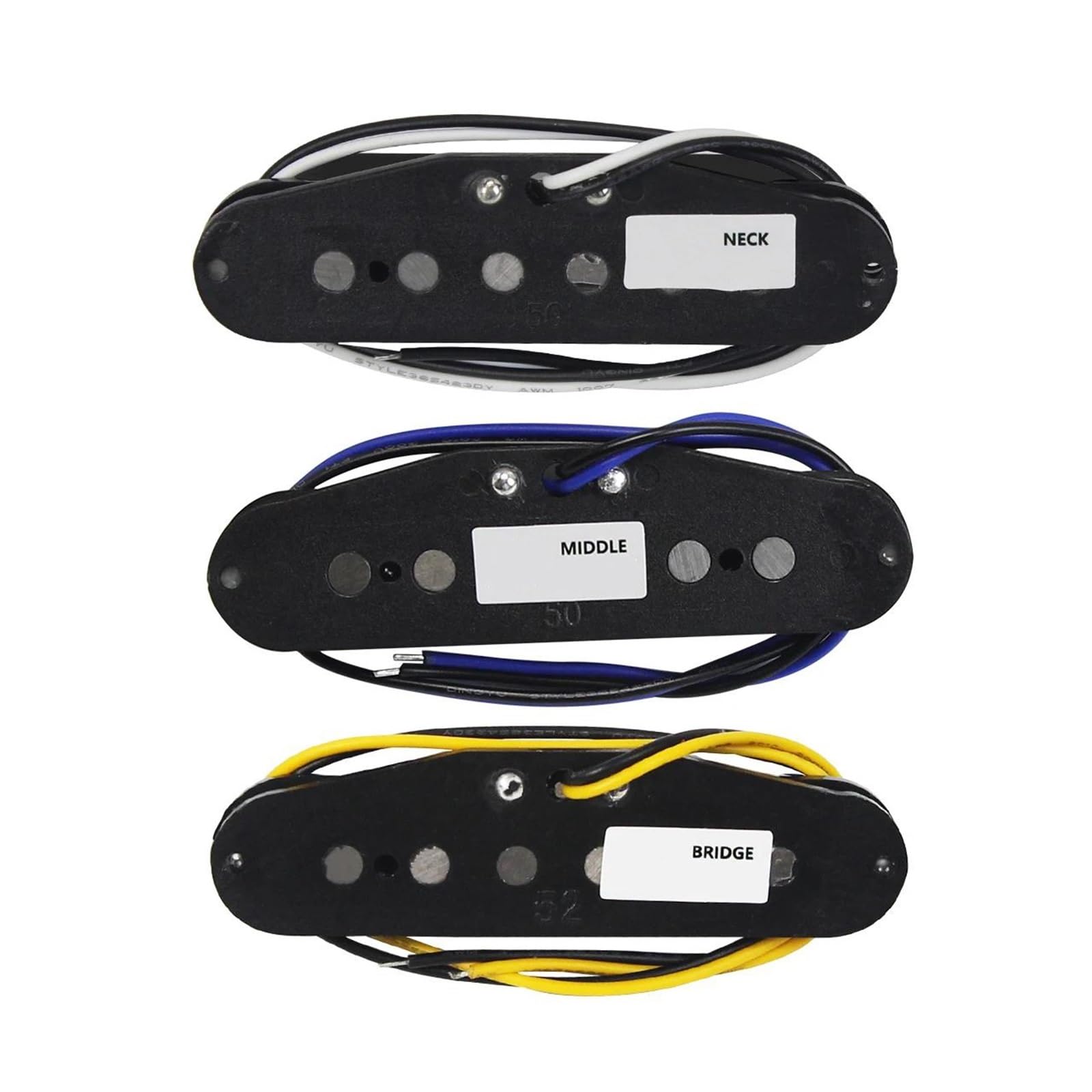 3 Platten Retro Alnico 5 Single Coil Tonabnehmer Bk 50/52 Mm Für E Gitarren