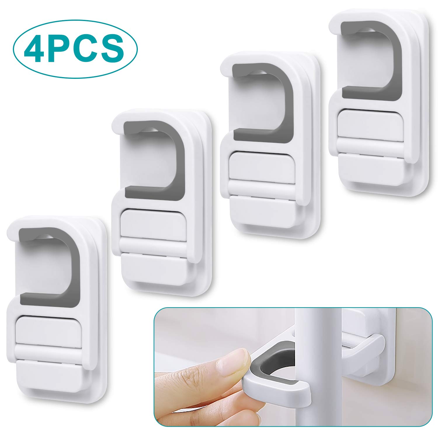 Paquete de 4 soportes para escobas de montaje en pared, agarre de escoba y trapeador, autoadhesivo, sin perforaciones, antideslizante, para el mango de trapeador, organizador de limpieza del 9