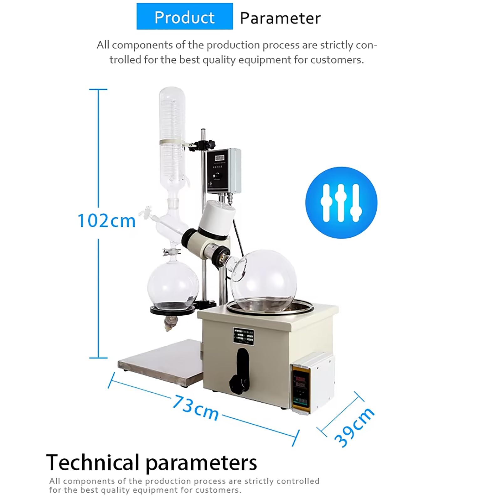 NGARY Digitaler 5-Liter-Rotationsverdampfer Fürs Labor, Rotavapor-Laborgerät Mit Motorlift, Digitalem Heizbad Und Kühler, 0,095 MPa Vakuum & 10–200 U/min, Temperatur-/Drehzahlanzeige