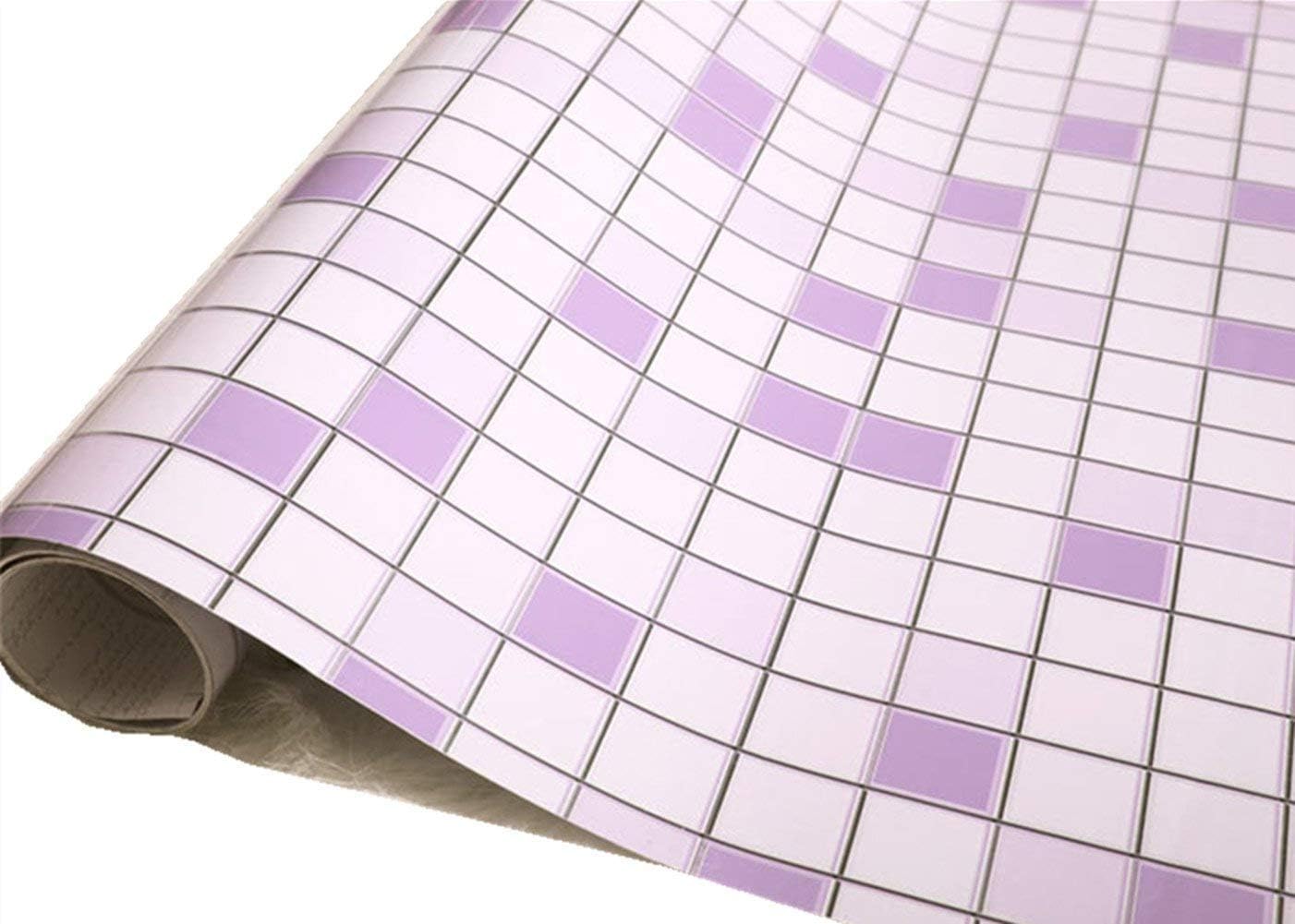 Temall Mosaic Self-Adhesive Shelf Liner Countertop Sticker Home Decor 24''x78.7'' (Purple)