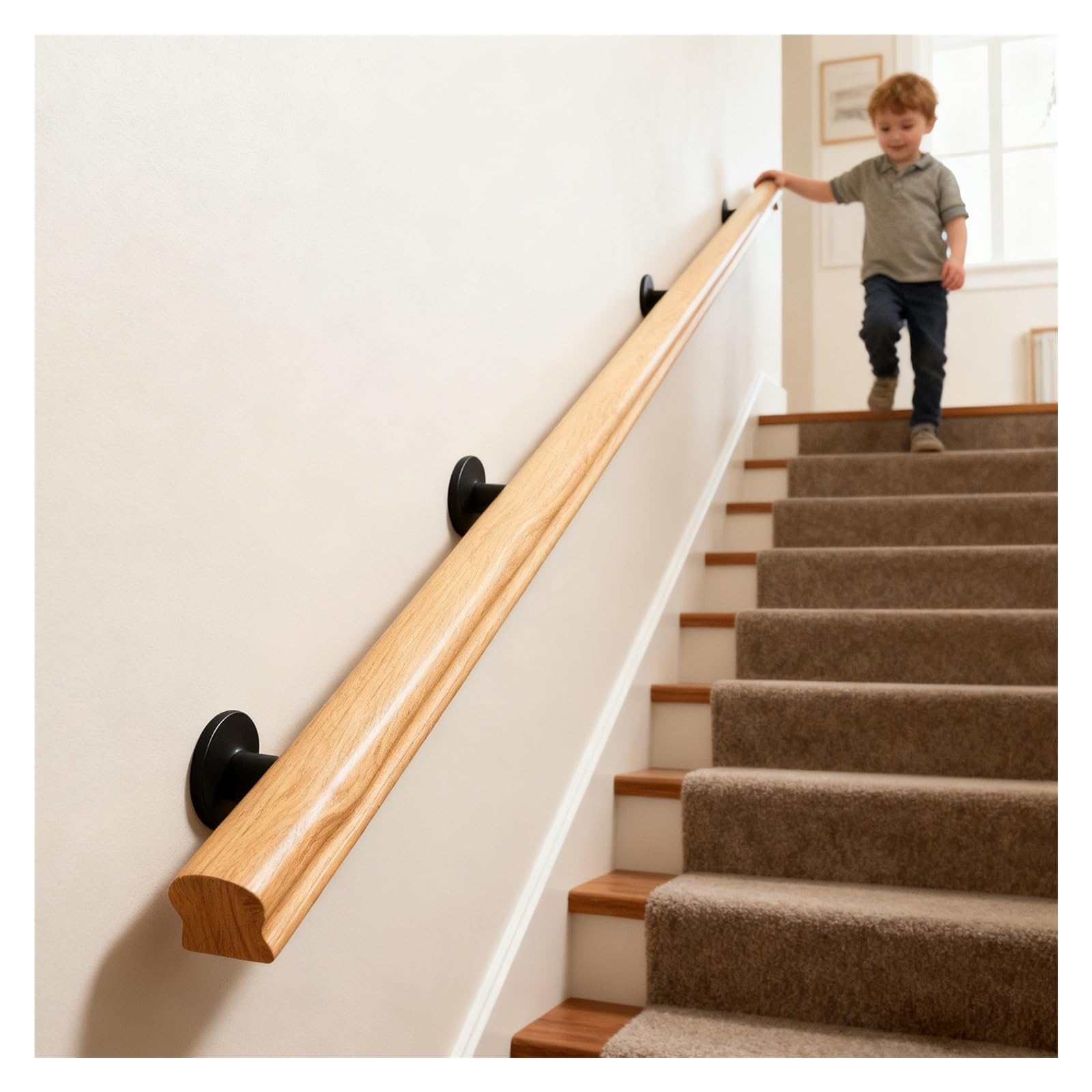 DFGHNBVC Indoor Stair Ils 30-560Cm Wall-Mounted Non-Slip Railing For Stairs Safety Il Support Rod For Elderly Lofts Corridors - 70Cm Height,Brown-120Cm