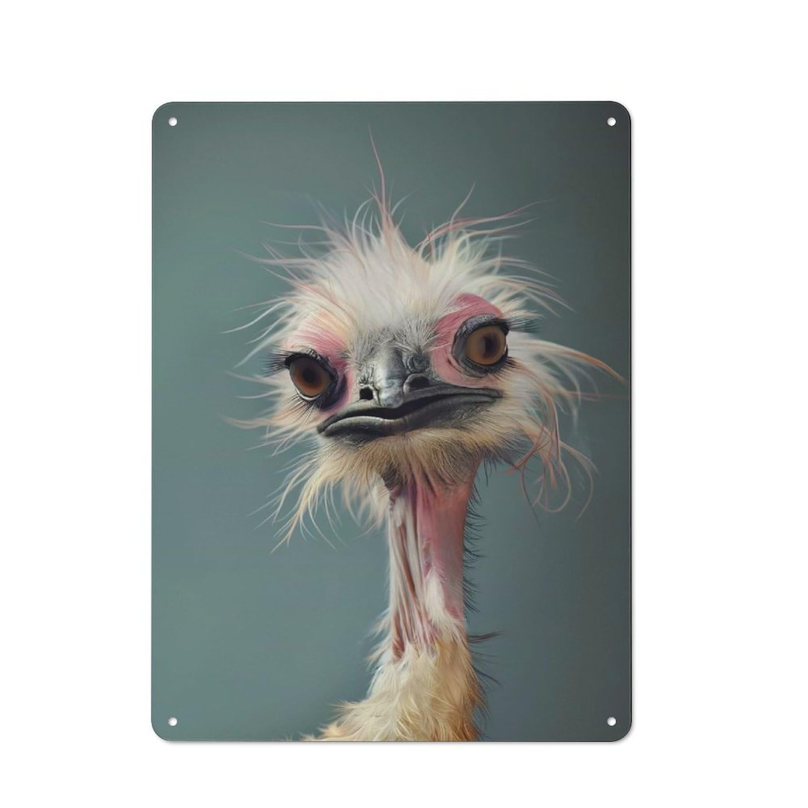 Junmoney Funny Ostrich Portrait Retro Metal Sign 40X30cm, Old Fashioned Retro Room Decor For Living Room, Hallway, Kitchen Or Cafe