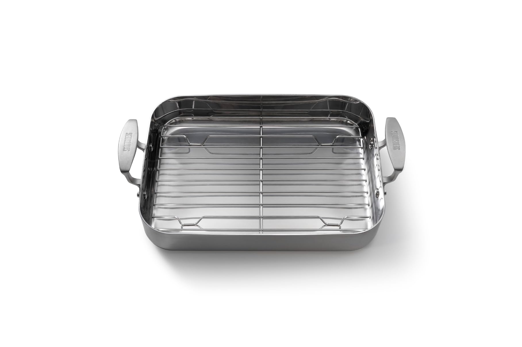 SKOTTSBERG Edelstahl Bräter mit Rost - 35x25 cm – PFAS‑frei, spülmaschinenfest - für Induktion, Gas, Ceran & Backofen