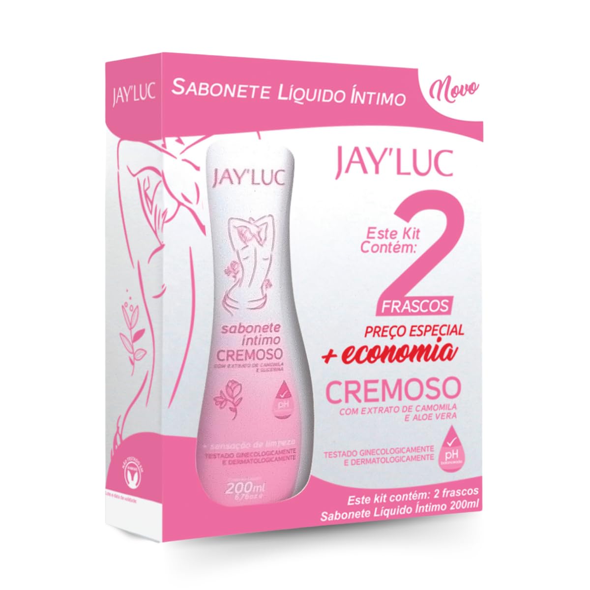 Kit Sabonete Líquido Íntimo Cremoso Jay Luc 200Ml Combo Sabonete Íntimo Com Extrato De