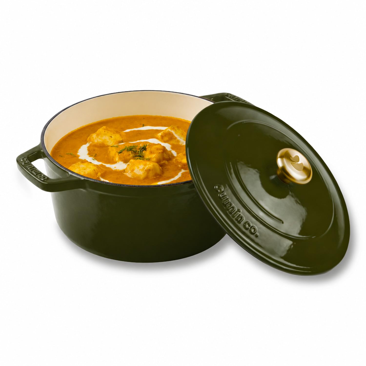 CUMIN CO. Enamel Cast Iron Dutch Oven 5L, 26 cm | 10 Years Warranty | Non Toxic Non Stick Biryani Pot with Lid | Heavy Bottom | Induction & Gas Compatible | Chemical Free Coating | Green discount deal