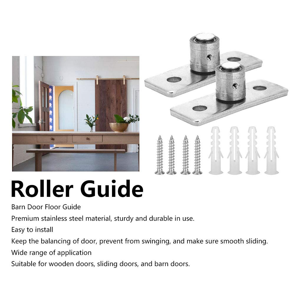 2Pcs Roller Guidance Stainless Steel Barn Door Roller Floor Guidance Sliding Door Hardware Accessories
