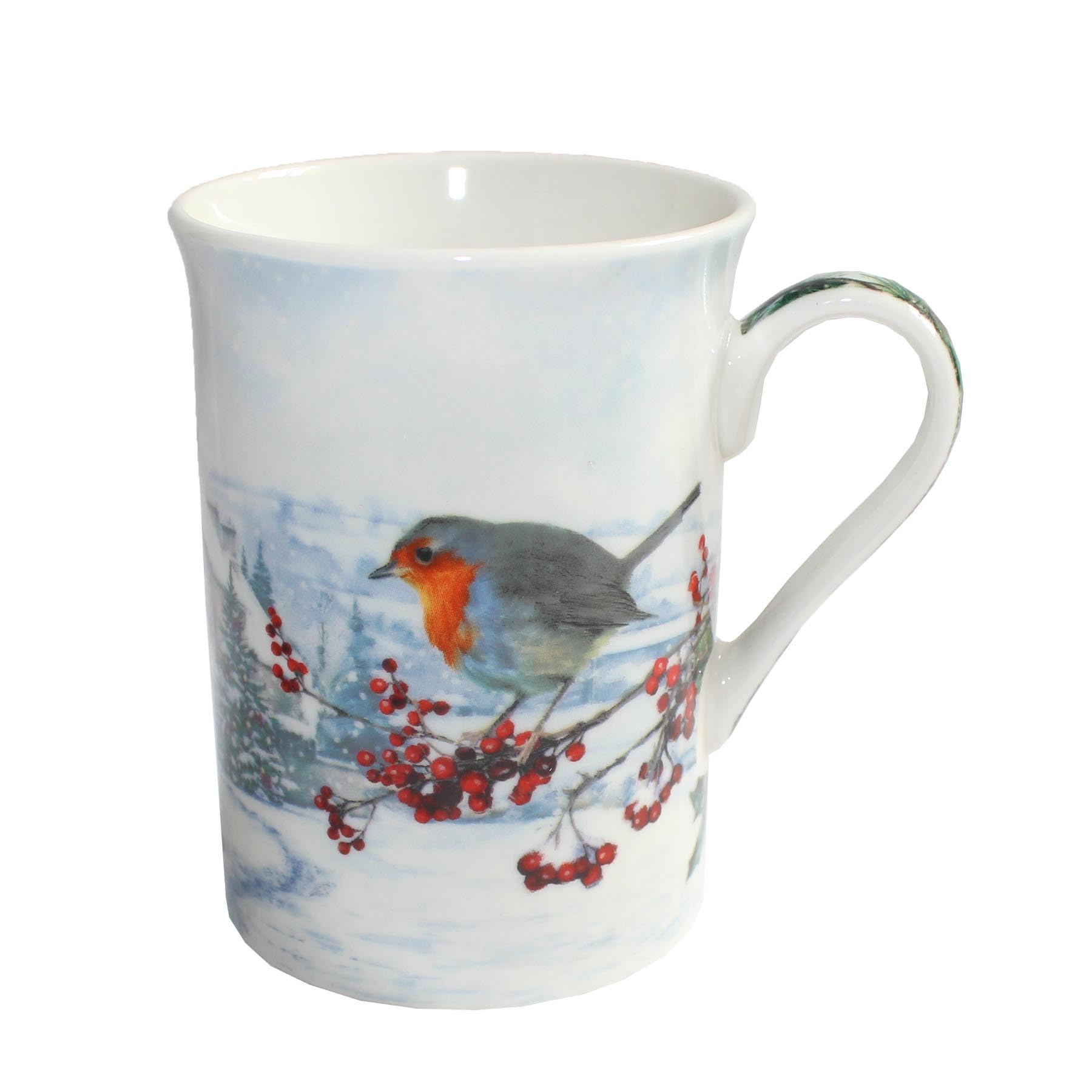 Widdle Gifts Christmas Fine China Mug Gift Boxed Tableware - Robin with Berries Design 0901