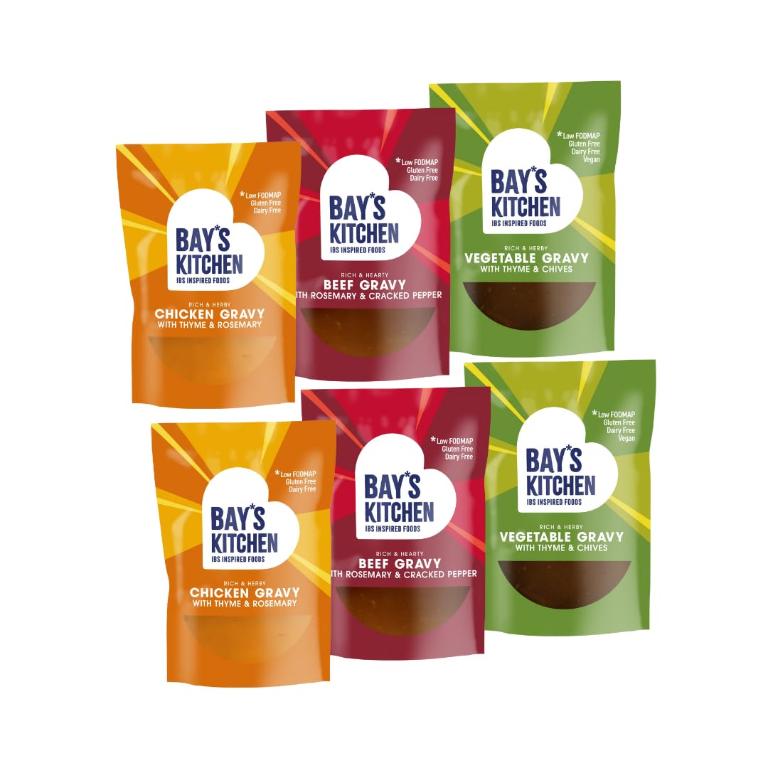 6 Gravy Selection - 2 Beef with Rosemary & Cracked Peppercorns, 2 Chicken with Thyme & Rosemary, 2 Vegetable with Thyme & Chives, Gluten-Free, Dairy-Free, Low Fodmap