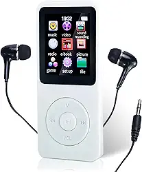MP3 Player Bluetooth MP4 Player Música Digital Portátil Bluetooth Hi-Fi Som sem Perdas Rádio FM Suporte Cartao de Memoria de Até 64 GB(Branco)