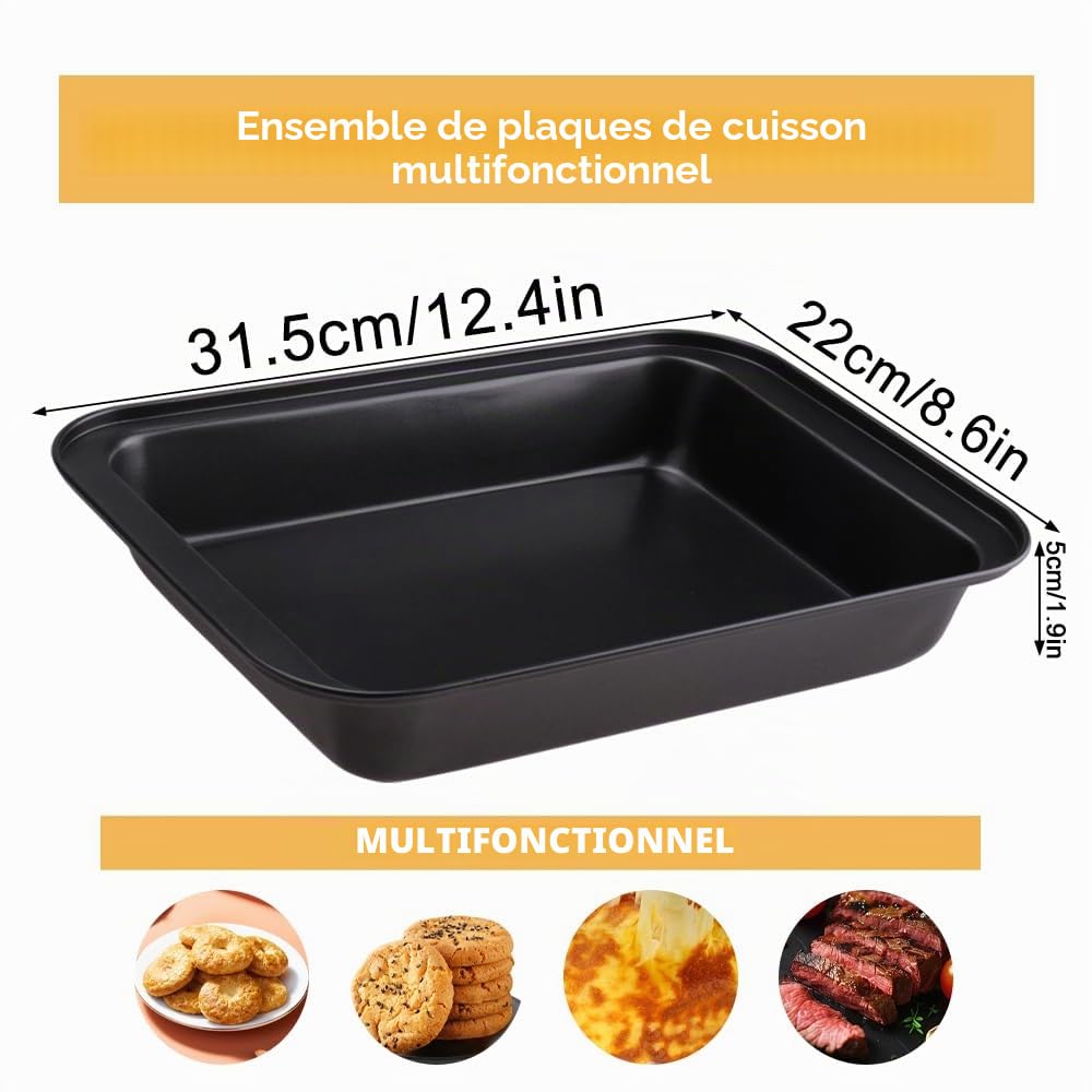 4 Pièces Plat Four Antiadhésif Plat Four Rectangulaire Profonde 31,5 x 22 x 5cm Empilable Plaque De Cuisson Four Facile à Nettoyer Pour La Cuisson De Biscuits, Gâteaux, Viandes et Légumes