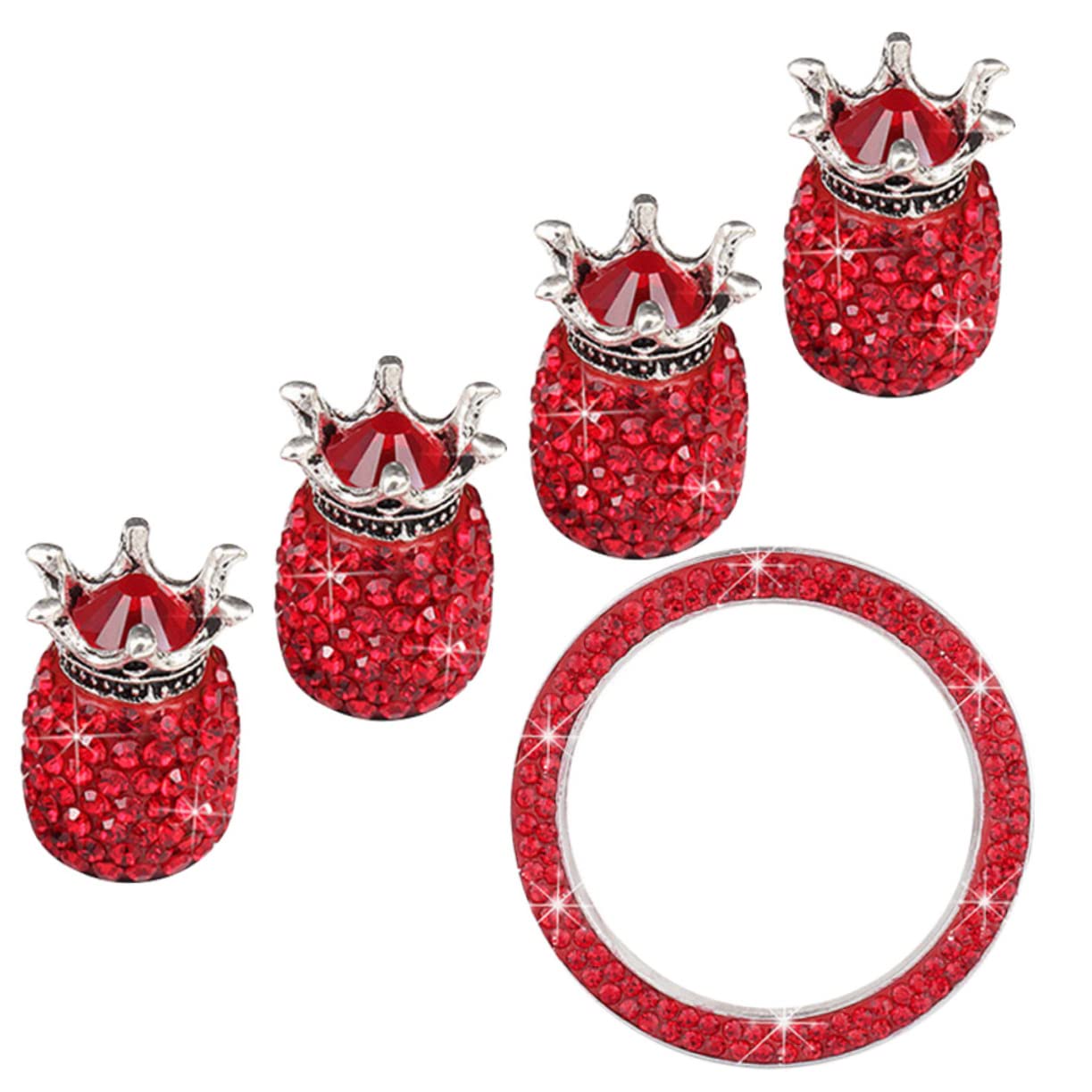 ibasenice 15 Pcs Universal Reifen Ventilkappen Strass Zündknopf Auto Staubkappe Rostfrei Auto Ventilkappen Rot