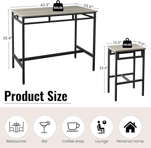 Miniatura 2 de Skinanniversary Juego de mesa de comedor de 5 piezas, juego de mesa de bar y 4 sillas para espacios pequeños, apartamento, pub, comedor, cocina