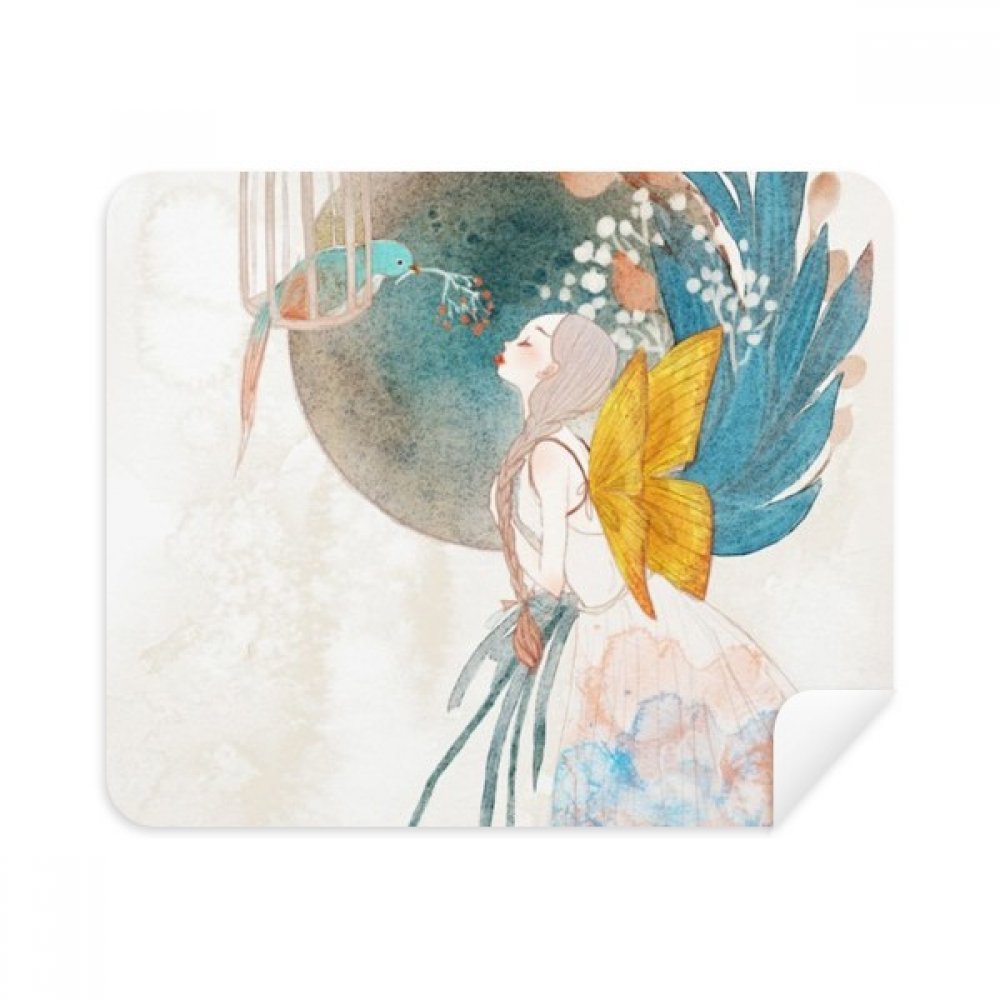 Wing Chinese Classical Style Illustrator Cleaning Cloth Screen Cleaner 2pcs Suede Fabric