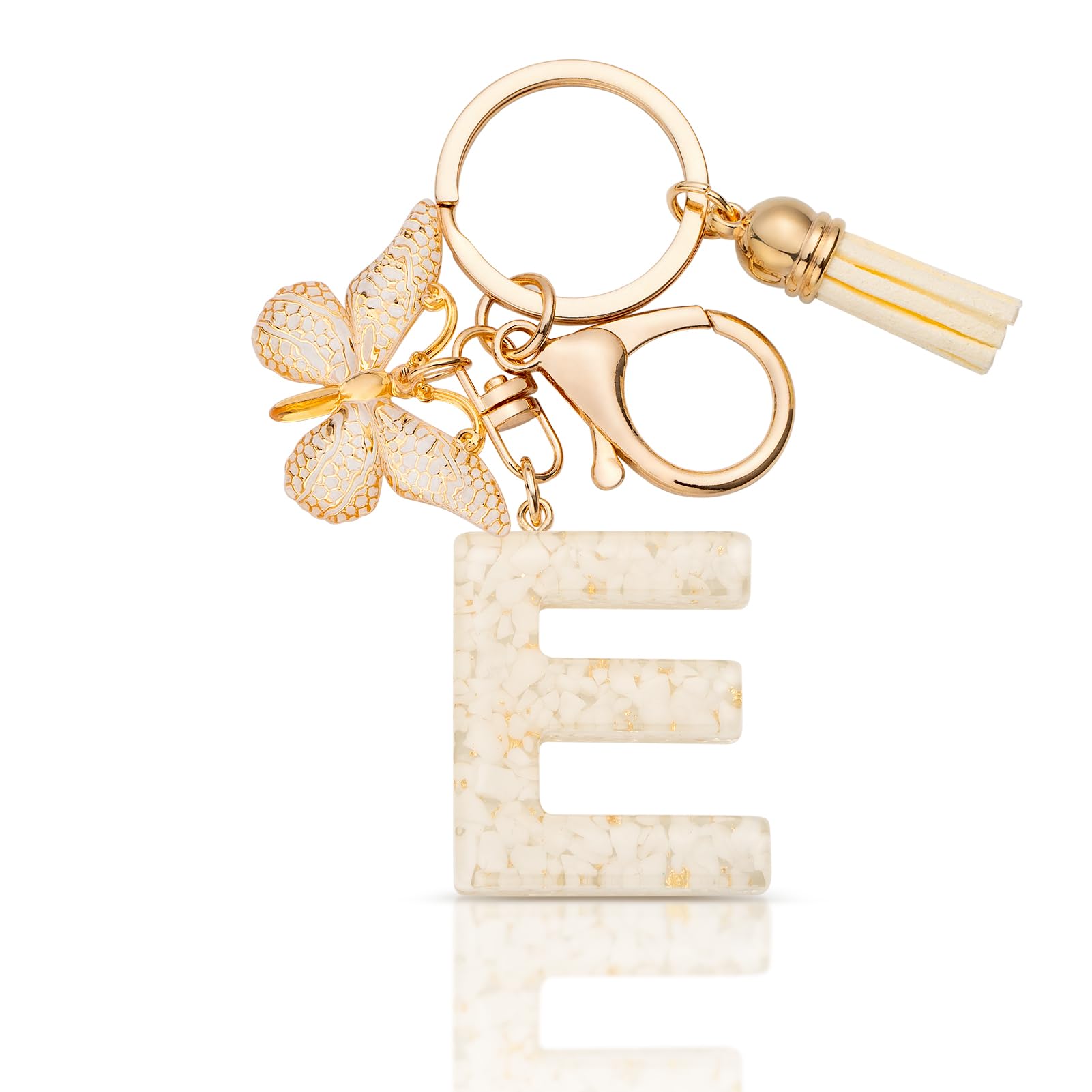 MORSUNBELA Schlüsselanhänger Buchstabe Mädchen Geschenke Schlüsselanhänger mit Buchstaben Anfangsbuchstabe Schmetterling Keychain Letter für Frauen Damen