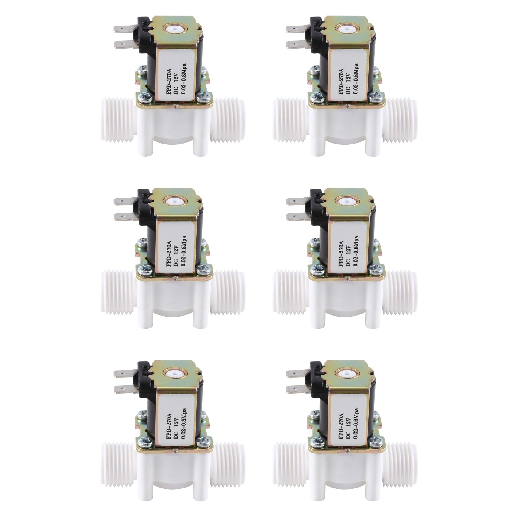 6X Dc12V Normally Closed Water Solenoid Valve G1/2-Inch Plastic Electrical Solenoid Valve for Water Dispenser