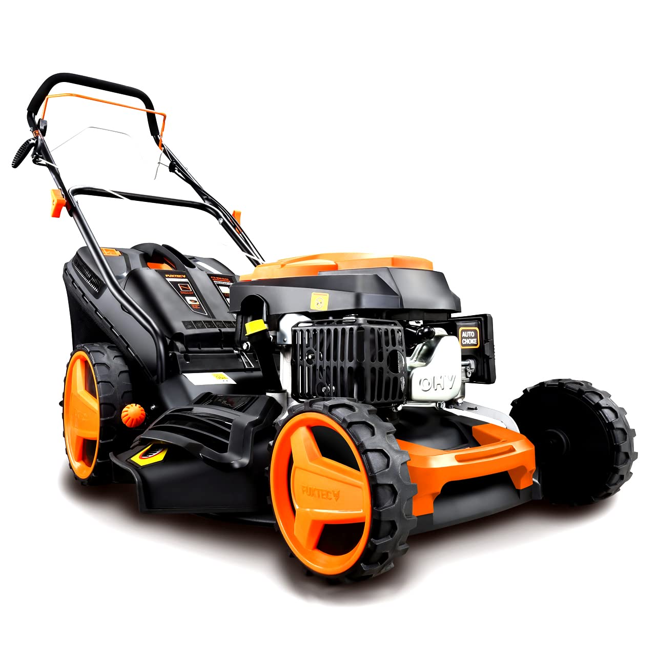 FUXTEC Tondeuse Thermique autotractée FX-RM4646 Easy Clean 4en1 Traction arrière Mulching Coupe 46cm capacité de ramassage 50L
