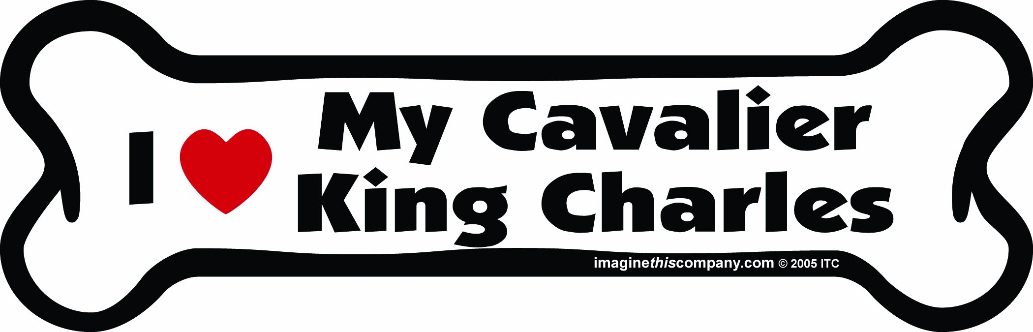 Bone Car Magnet, I Love My Cavalier King Charles, 2-Inch by 7-Inch