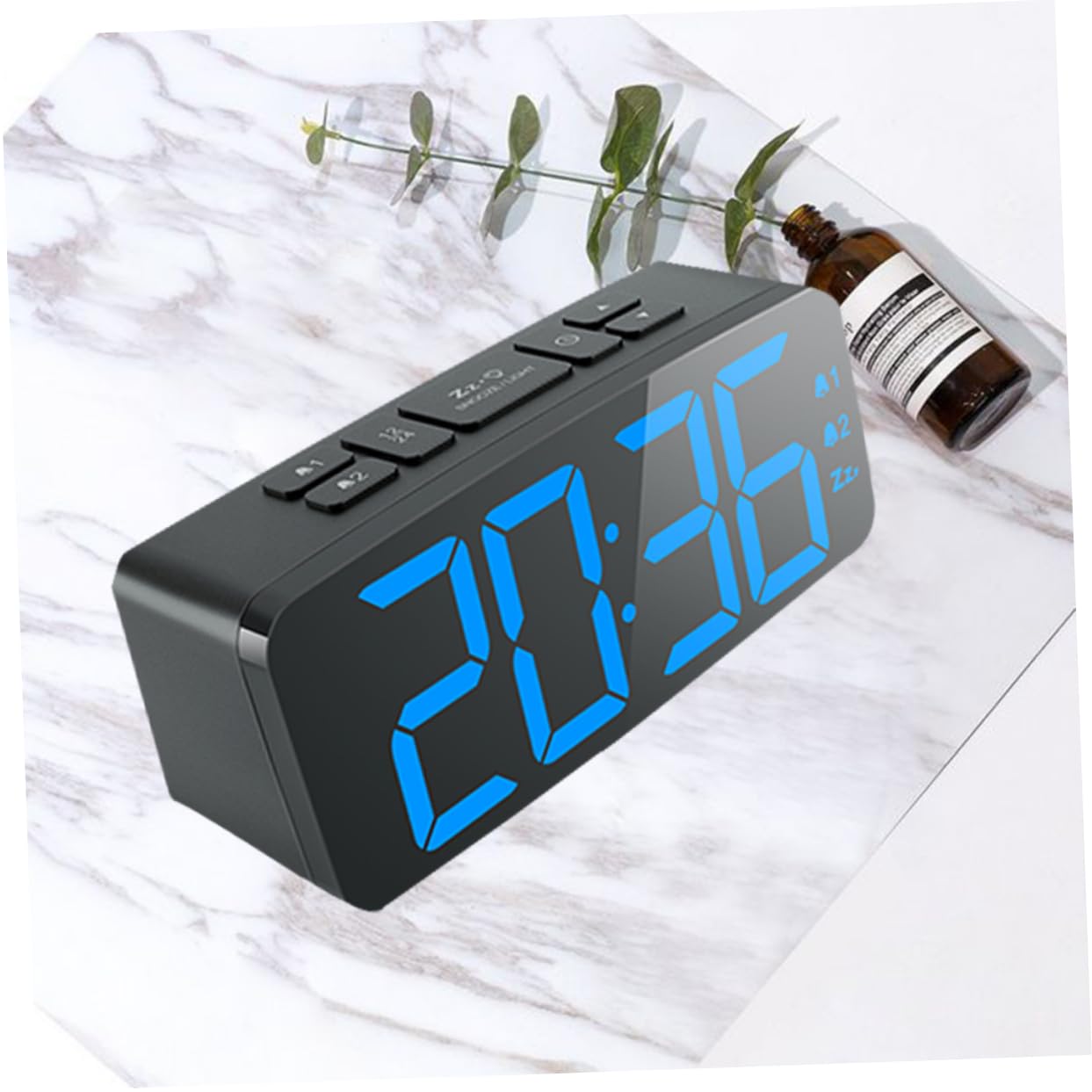 Reloj Digital Led con Alarma y Música De Brillo Diseño Moderno para Dormitorio Función De Snooze y Tonos De Alarma Color Negro