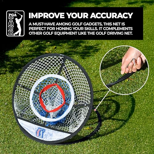 PGA TOUR Perfect Touch Chipping Net - 3 Ring Net for Wedge Practice, Ideal for Garden, Perfect Golf Gifts for Enthusiasts, 50.8 cm, Black - Image 3